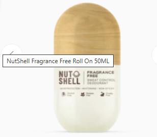 Nut Shell 48H Whitening & Refreshing Antiperspirant Roll-On Deodorant - fragrance free, parabens free, cruelty free 50 ml