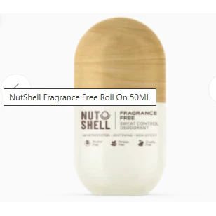 Nut Shell 48H Whitening & Refreshing Antiperspirant Roll-On Deodorant - fragrance free, parabens free, cruelty free 50 ml