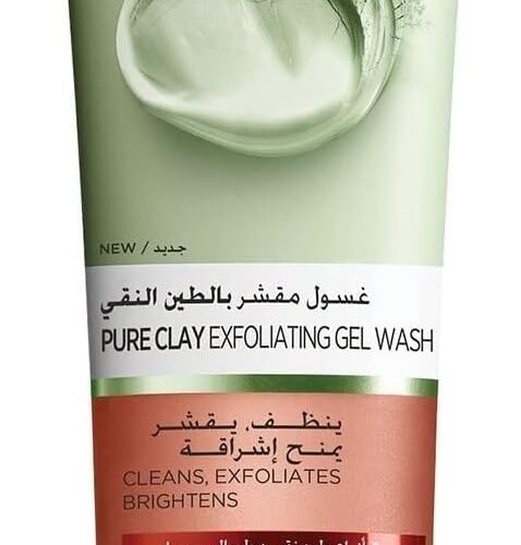 L'Oreal Skin Expert Pure Clay Cleansing, Exfoliating & Brightening Gel Face Wash with Red Algae Extract 150 ml
