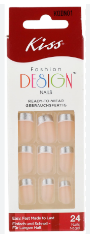 Kiss Fashion Design Silver Ready To Wear Nails 24 per pack