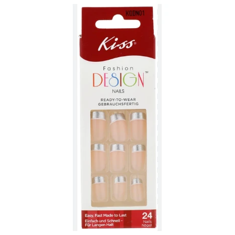 Kiss Fashion Design Silver Ready To Wear Nails 24 per pack