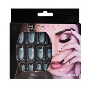 Xuca Beauty Glittered Blue Press-On Nails with Glue 12 per pack