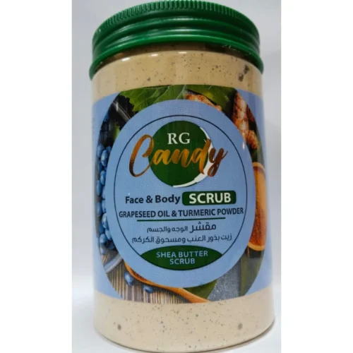 Candy face and body scrub with grape and turmeric