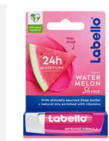 Labello 24H Moisturizing Watermelon Shine Pinky Tinted Lip Balm with Shea Butter, Natural Oils & Vitamins - vegan, mineral oil free
