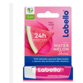Labello 24H Moisturizing Watermelon Shine Pinky Tinted Lip Balm with Shea Butter, Natural Oils & Vitamins - vegan, mineral oil free