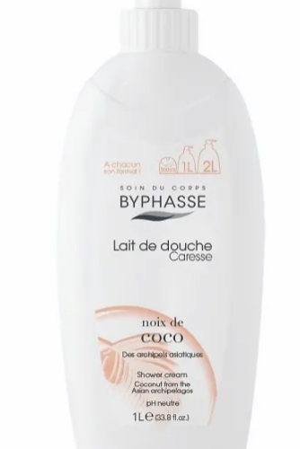 Byphasse Caresse Shower Cream with Coconut Extract - colorant free 1 L