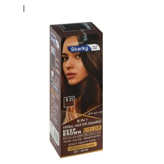 Starky 3in1 Moisturizing Herbal Hair Dye Shampoo Deep Brown B21 250 ml