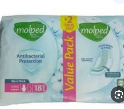 Molped Antibacterial Protection Maxi Compressed Long Pads with Wings (16+2 Free) 18 per pack
