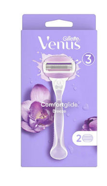 Gillette Venus Comfort Glide Breeze 3 Blade Razor with 2 Refills 1 pack