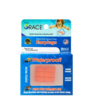 Grace Hypoallergenic Waterproof Orange Soft Silicone Putty Ear Plugs for Kids 22dB - non toxic 3 pairs