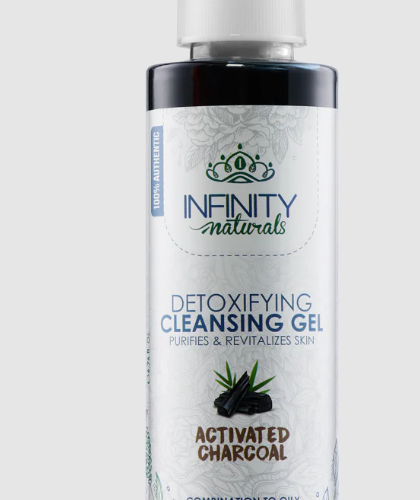 Infinity Naturals Detoxifying, Cleansing & Revitalizing Facial Gel with Activated Charcoal for Combination to Oily & Acne Skin - mineral oil free, 200 gr