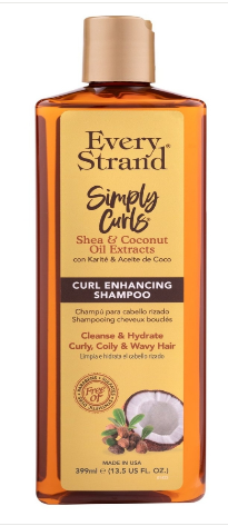 Every Strand Simply Curls Hydrating Shampoo with Shea & Coconut OIl Extracts for Curly, Coily & Wavy Hair - parabens free, sulfates free, synthetic dyes free 399 ml