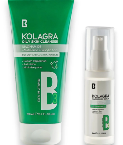 Kolagra Oily Skin Cleanser 200Ml + Niacinamide Serum 30Ml Offer