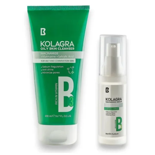 Kolagra Oily Skin Cleanser 200Ml + Niacinamide Serum 30Ml Offer