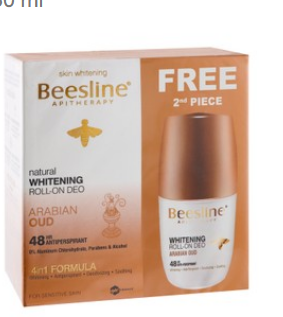 Beesline Apitherapy 48H Antiperspirant Whitening Roll-On Deodorant Arabian Oud Scent for Sensitive Skin (1+ 1 Free) 2 x 50 ml
