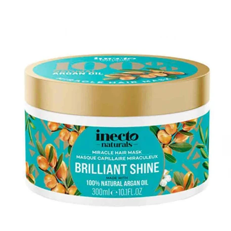 Inecto Naturals Brilliant Shine Hair Mask with Argan Oil for Dull & Frizzy Hair - vegan 300 ml