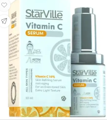 StarVille 10% Vitamin C Hypoallergenic Refining Anti-Aging Face Serum for All Skin Types 30 ml