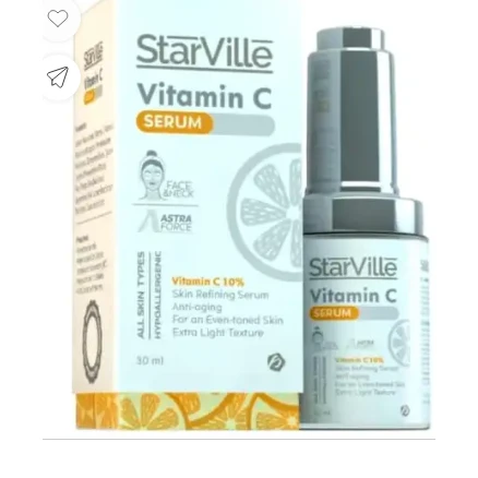 StarVille 10% Vitamin C Hypoallergenic Refining Anti-Aging Face Serum for All Skin Types 30 ml
