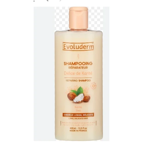 Evoluderm Delice De Karite Repairing Shampoo with Shea for Long & Delicate Hair - silicone free, parabens free 400 ml