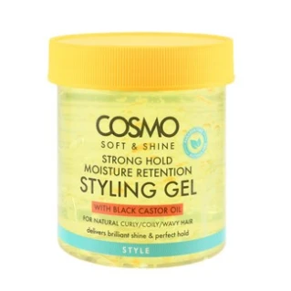 Cosmo Shining, Moisturizing & Styling Gel with Black Castor Oil for Curly, Coily & Wavy Hair Strong Hold - parabens free, alcohol free, cruelty free 450 gr