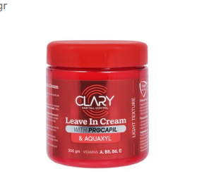 Clary Anti-Hair Fall Leave-In Cream with Procapil, Aquaxyl & Vitamins - sulfate free, parabens free, silicone free 300 gr