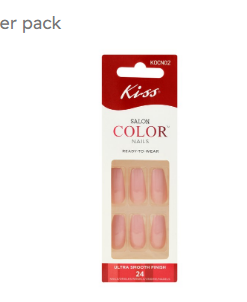 Kiss Salon Color Pink Ready To Wear Nails 24 per pack