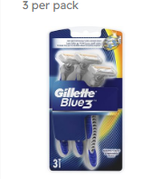 Gillette Blue 3 Blade Disposable Razors 3 per pack
