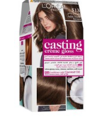 L'Oreal Casting Creme Gloss Hair Dye with Coconut Oil Conditioner Ashy Nude Brown 513 - ammonia free 1 pack