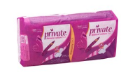 Private Natural Cotton Feminine Night Pads with Wings 16 per pack