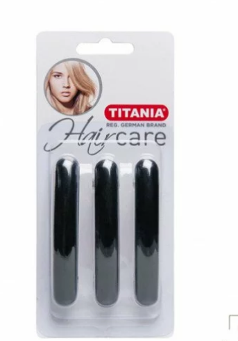 TITANIA 3 Barrettes Noires 8.5x1.3CM - 7850B