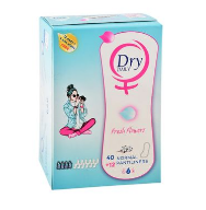 Dry Daily Normal Pantyliners Fresh Flowers Scent (40+12 Free) with Free Wet Wipes (4 Pieces) 1 bundle