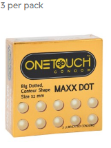 One Touch Maxx Dot Pink Dotted Latex Condoms 3 per pack