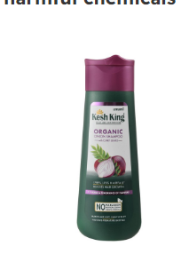 Kesh King Organic Silkening & Anti-Hair Fall Shampoo with Onion & Curry Leaves Extract - parabens free, artificial colors free, harmful chemicals free 200 ml