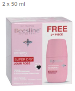 Beesline Super Dry 72H Whitening & Soothing Antiperspirant Roll-On Deodorant Jouri Rose Scent for Sensitive Skin